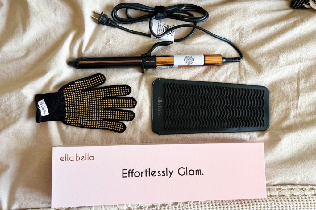 curling iron with heat glove mat and box