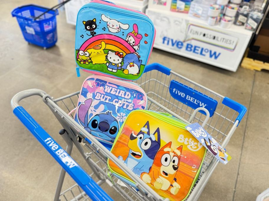 lunch bags in cart in store