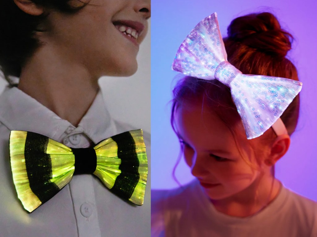 light up bow tie and girls hair bow