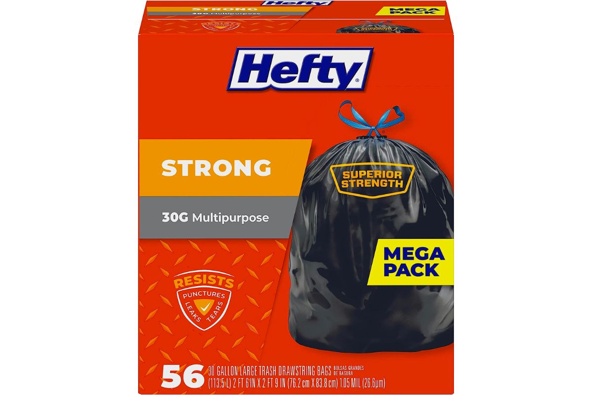 hefty multipurpose 30gallon trash bags 56 count stock image