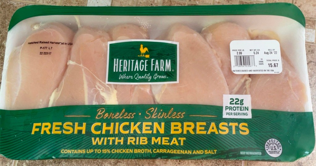 heritage farm chicken breast package