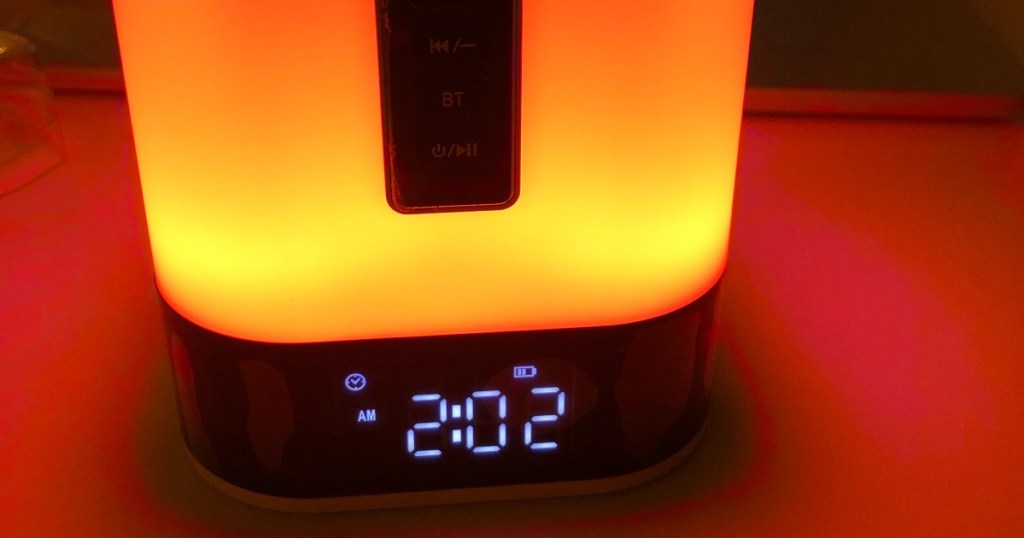 glowing orange alarm clock