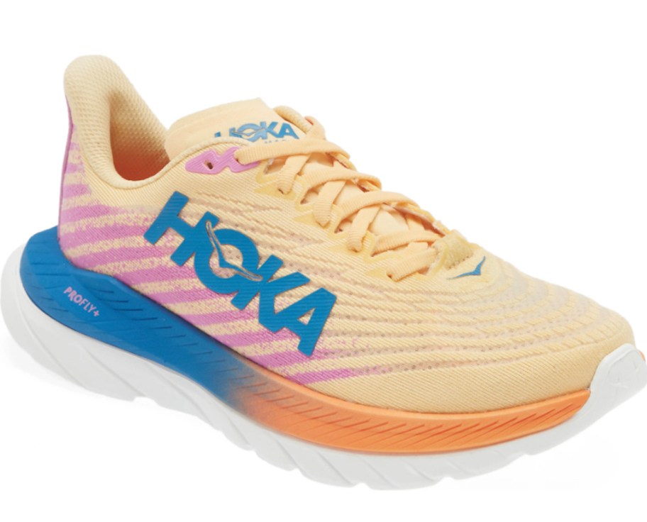 colorful hoka running shoes stock photo
