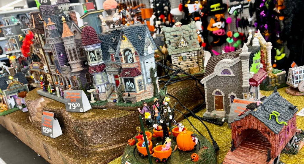 large display of Lemax spooky collections