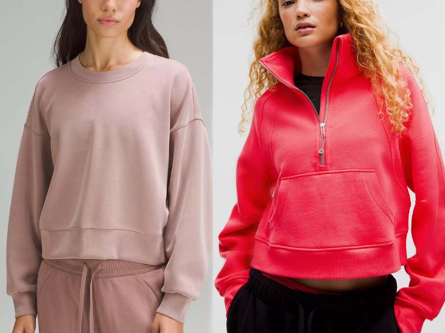 lululemon Softstreme Perfectly Oversized Cropped Crew and Scuba Oversized Funnel-Neck Half Zip