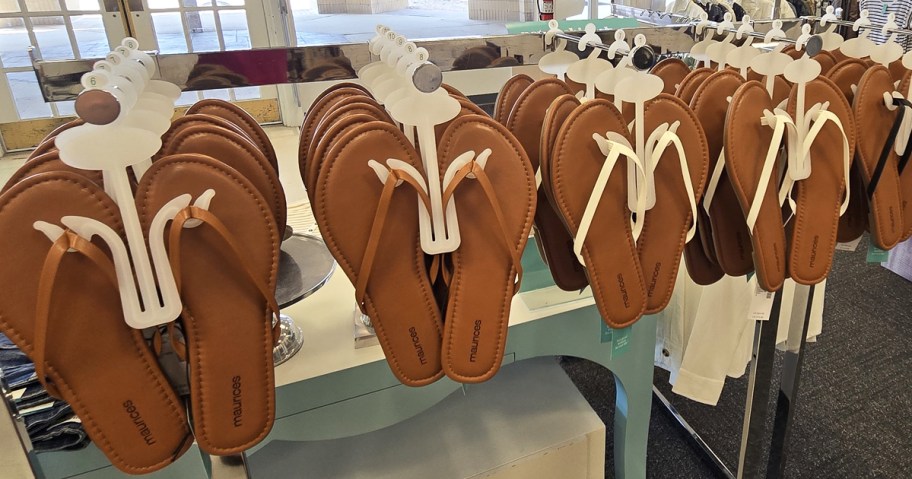 display of flip flops in store