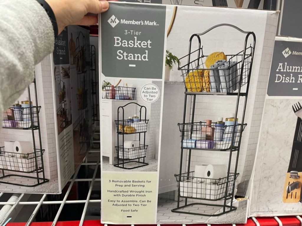 hand touching box for Member's Mark 3-Tier Floor Basket Stand