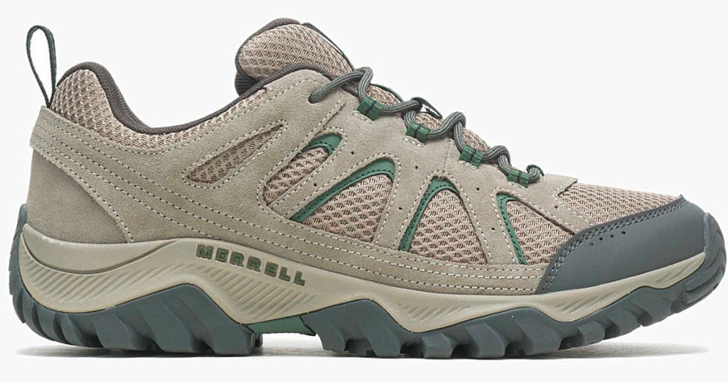 tan and green merrell shoes