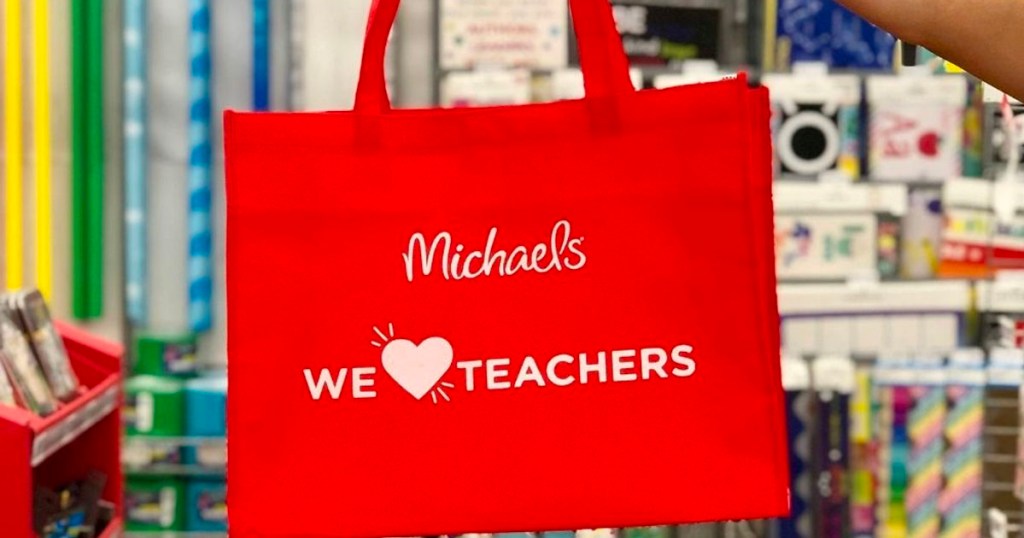 michaels we love teachers red bag