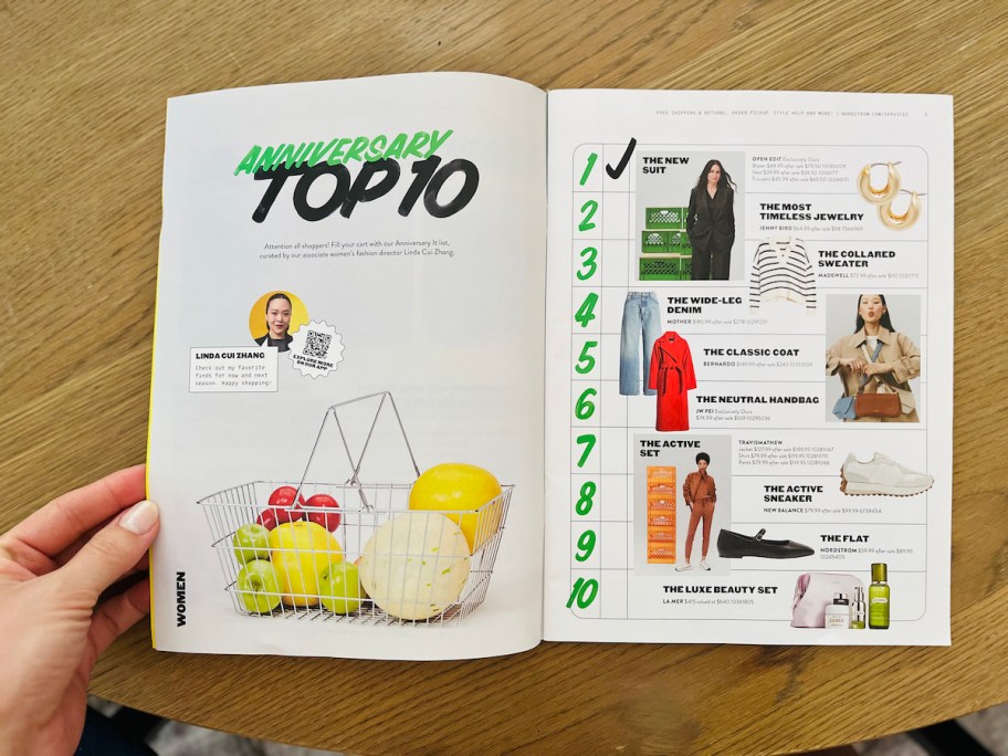 hand holding side of nordstrom anniversary sale top 10 magazine