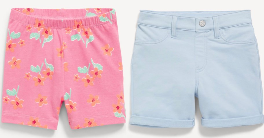 old navy girls pinkn flower and blue jean shorts