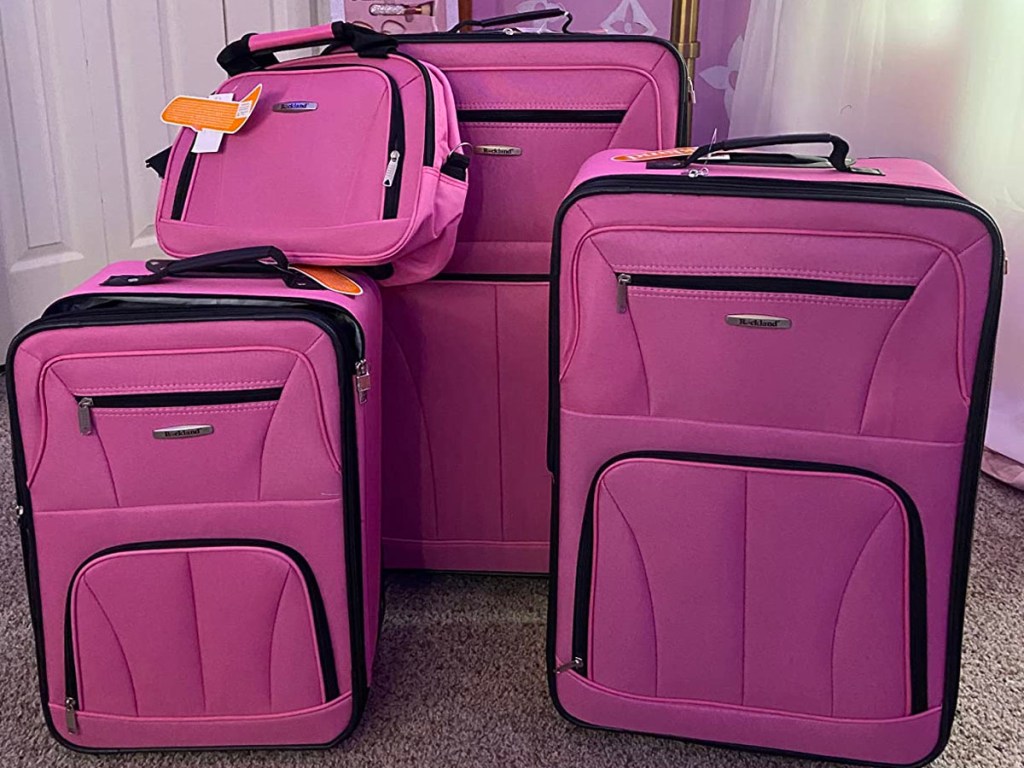 pink 4 piece luggage set