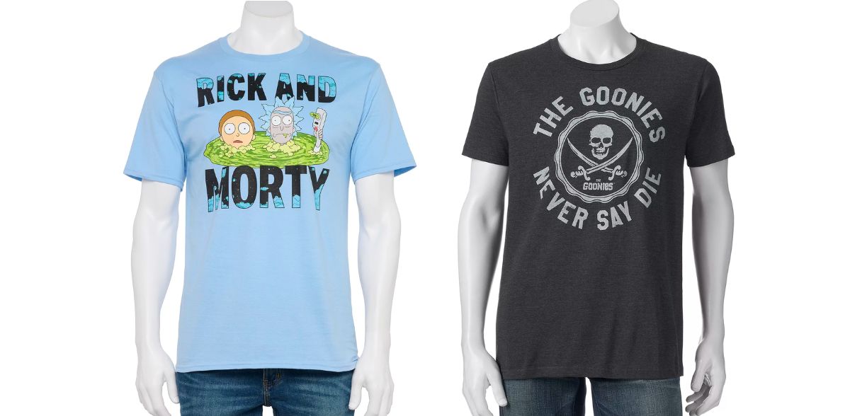 rick and morty and the goonies graphic tees