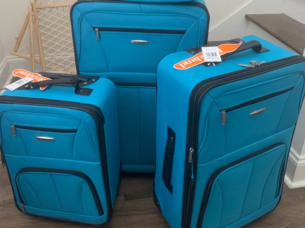 blue 4 piece luggage set