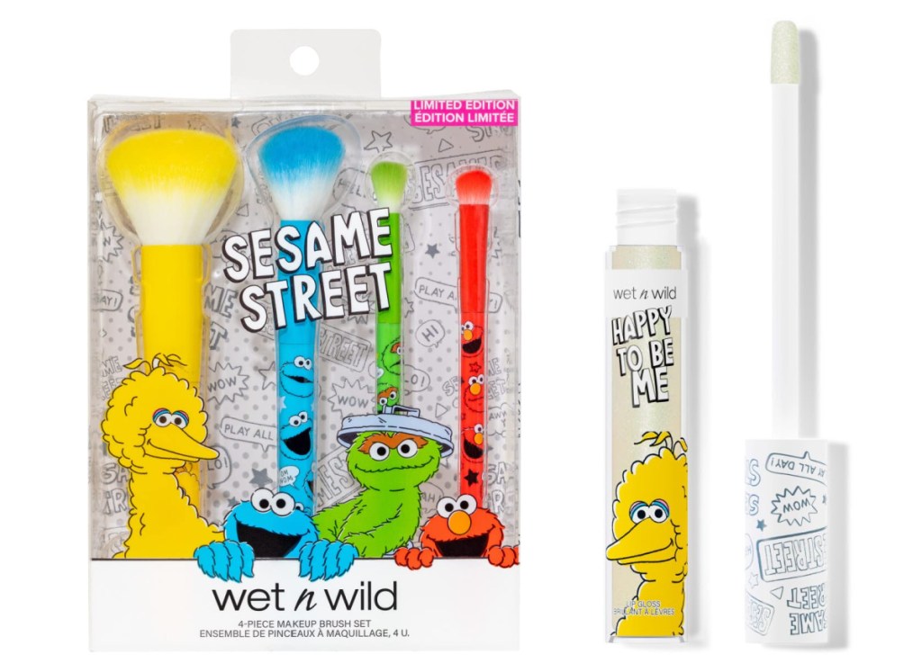 sesame street collection brush set and lipgloss