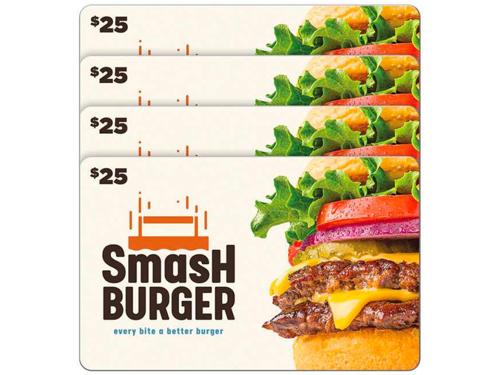 four $25 smash burgers gift cards