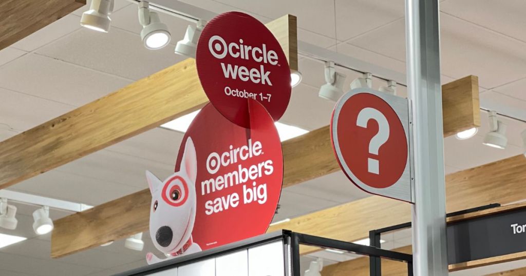 red target circle week signage in store