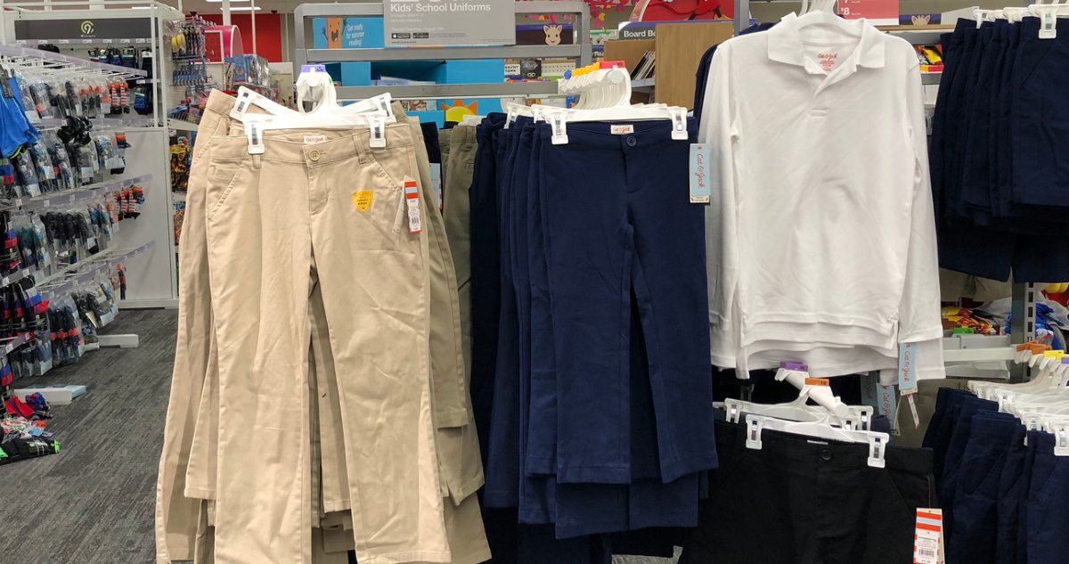 target kids uniforms on display