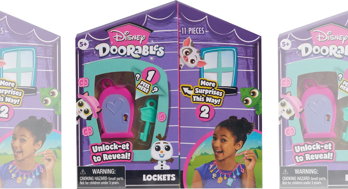 three stock images of Disney Doorables Deluxe Lockets