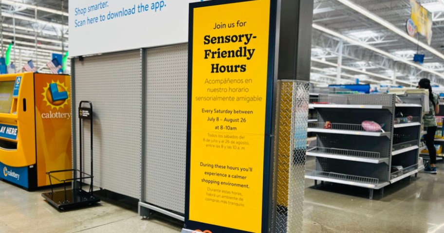 sensory friendly shopping sign in walmart