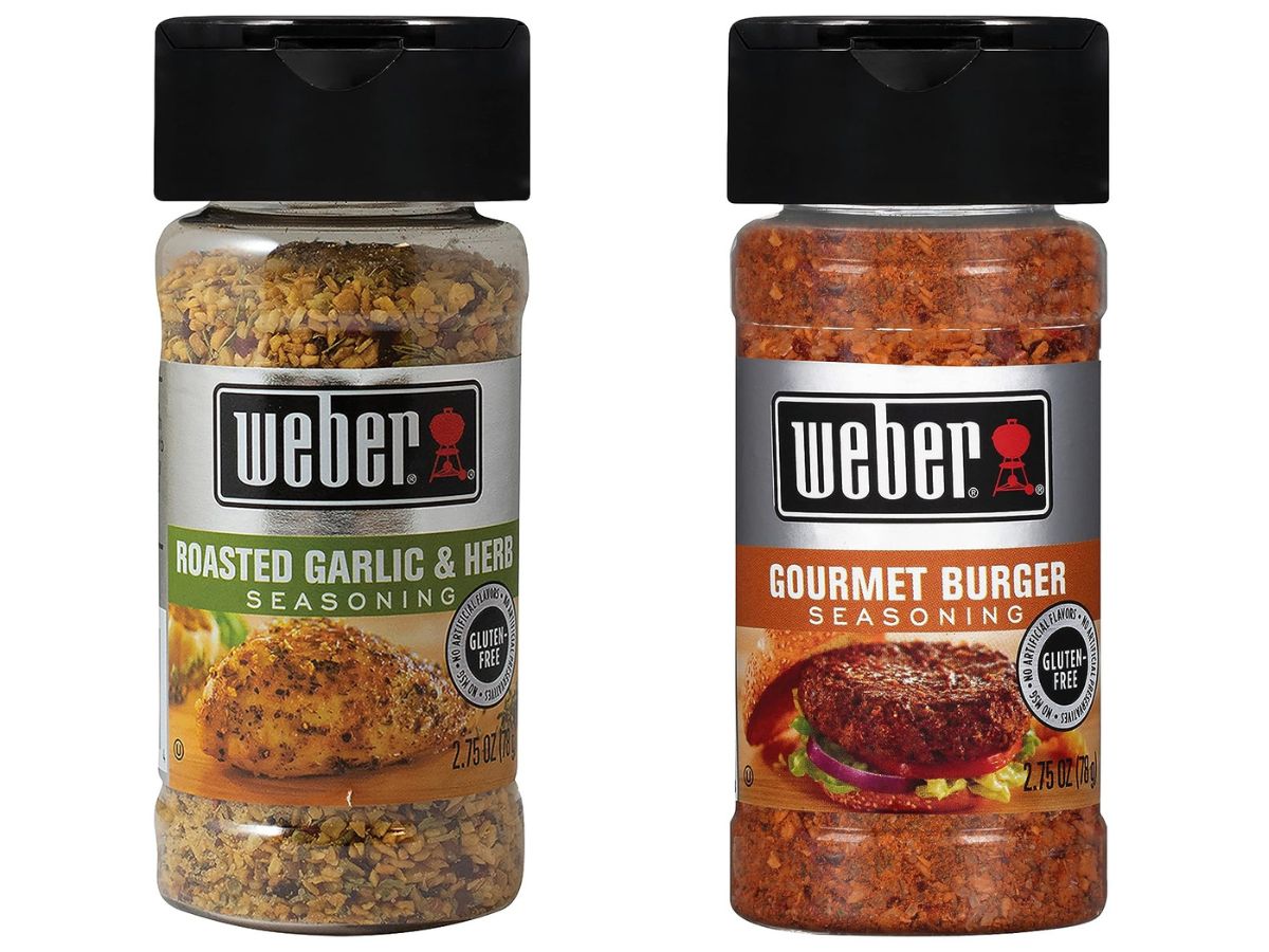 weber roasted garlic herb seasoning and gourmet burger seasoning