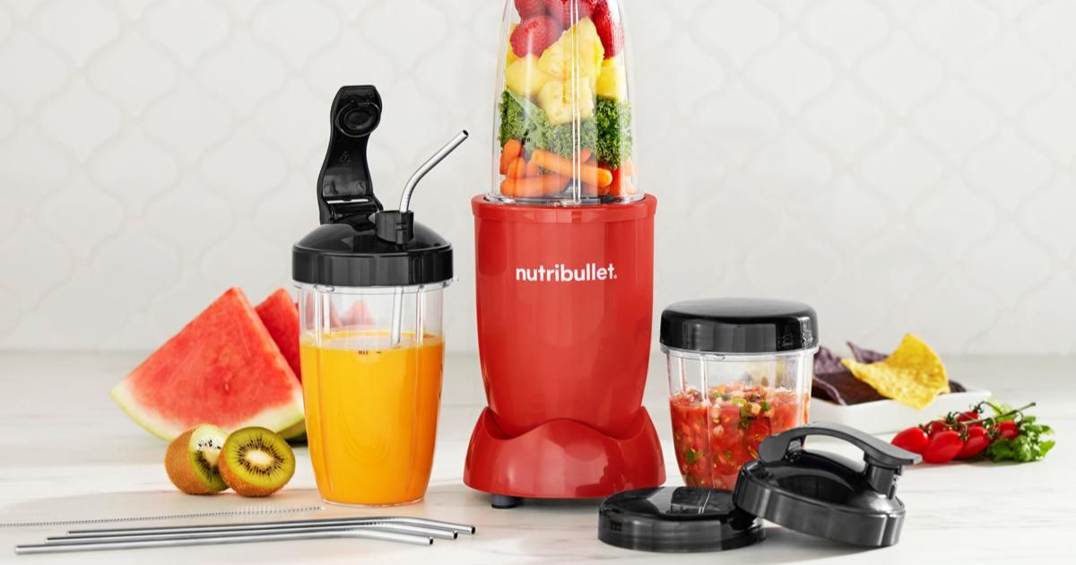 red NutriBullet Blender and accessories