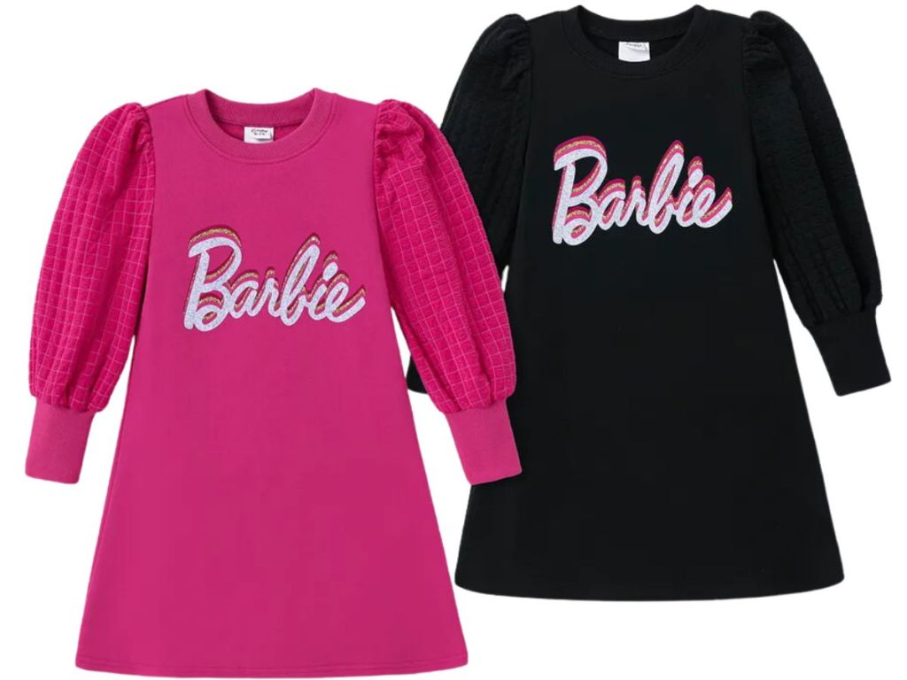 PatPat Barbie Kid Girl Letter Print Puff-sleeve Dress