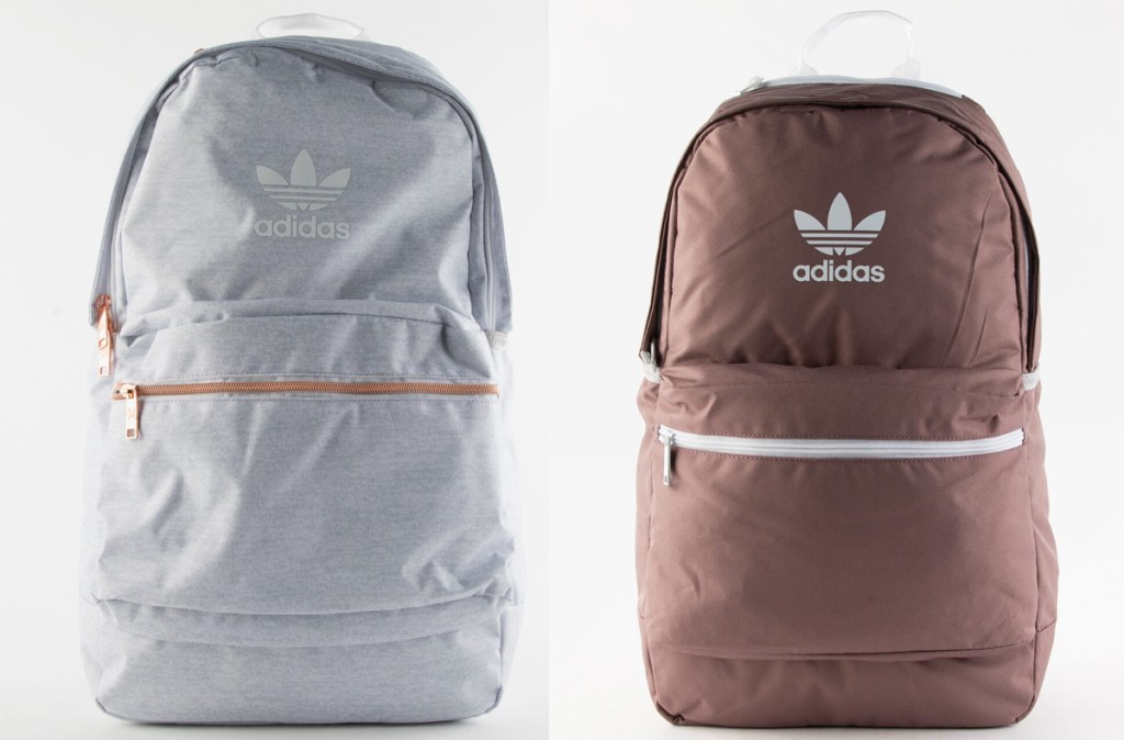 grey and brown adidas backpacks