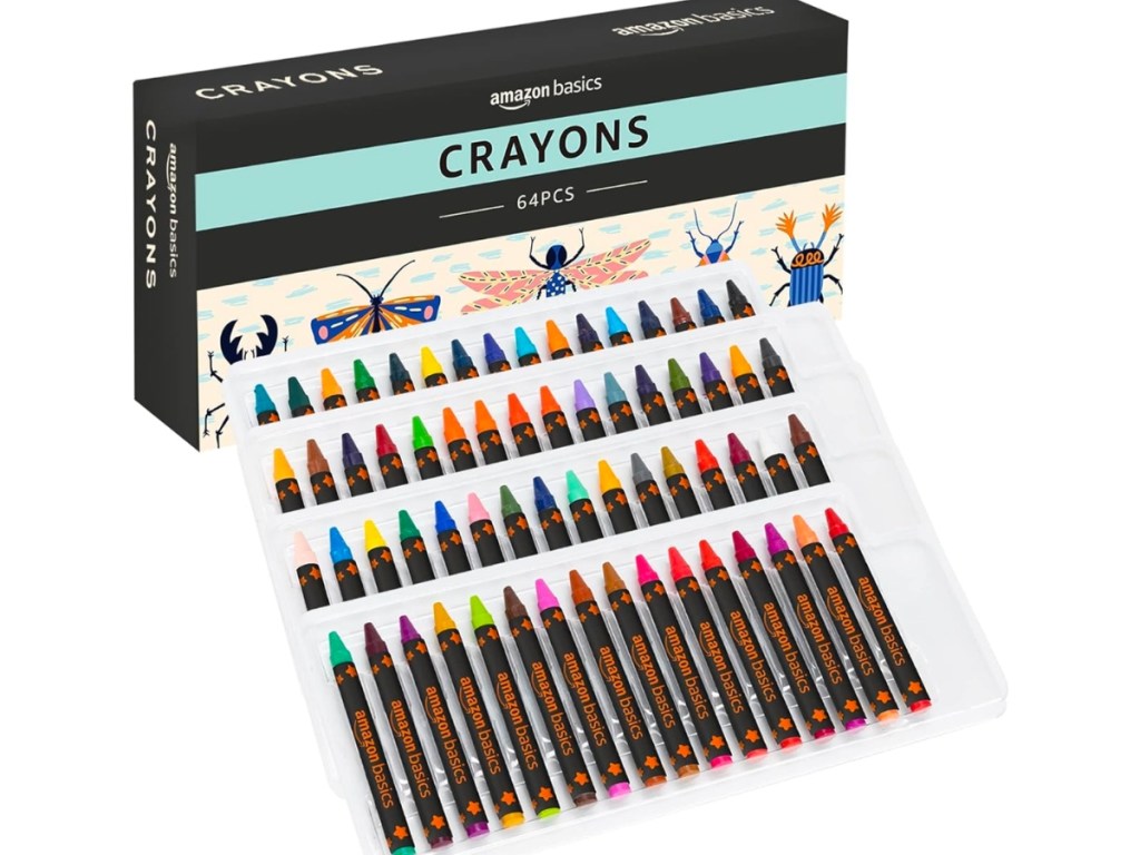 Amazon Basics Crayons w/ Sharpener 64-Count
