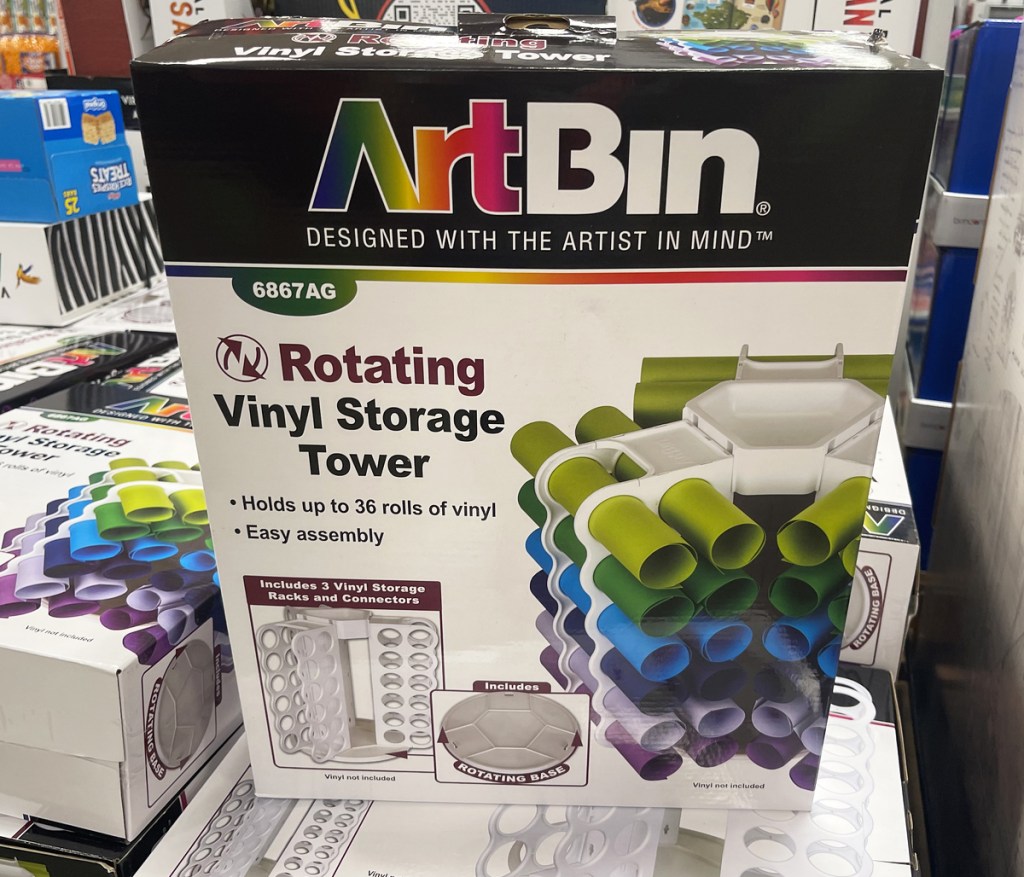 box for rotating vinyl roll holder