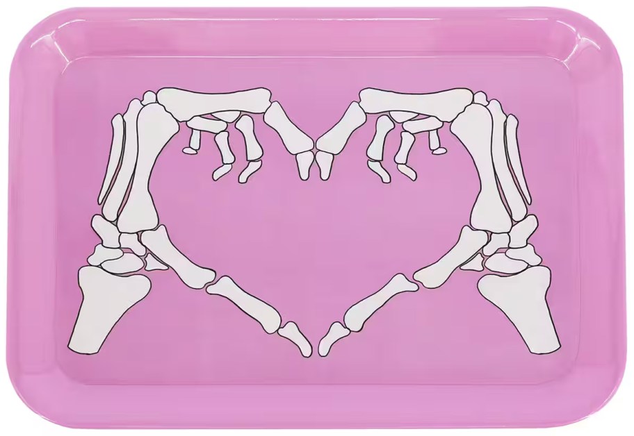 Ashland 15.25in Pink Skeletal Hand Heart Melamine Tray