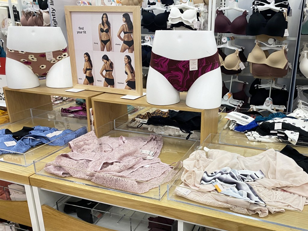display of Auden Women's Underwear in store