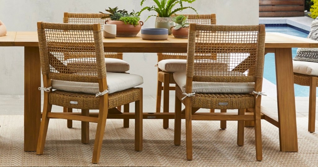Better Homes & Gardens Teak & Wicker Dining Chairs 2-Pack