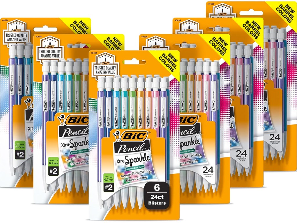 6 packs of BIC Xtra Sparkle Mechanical Pencils