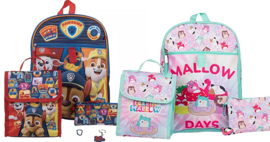 Paw Patrol and Squishmallow Backpack and Lunch bag sets
