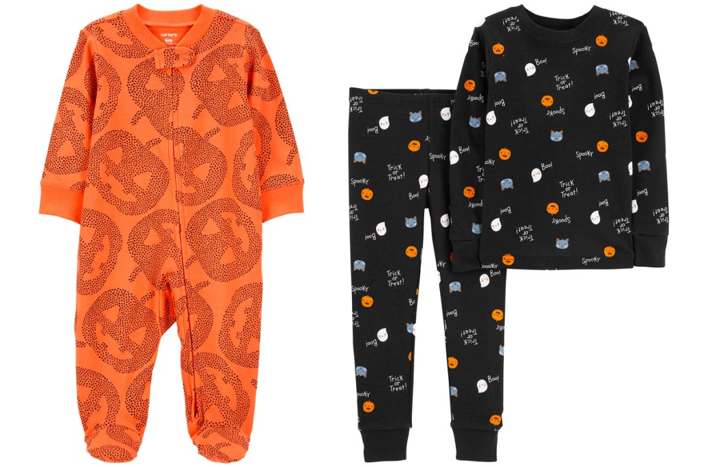 two sets of halloween pajamas