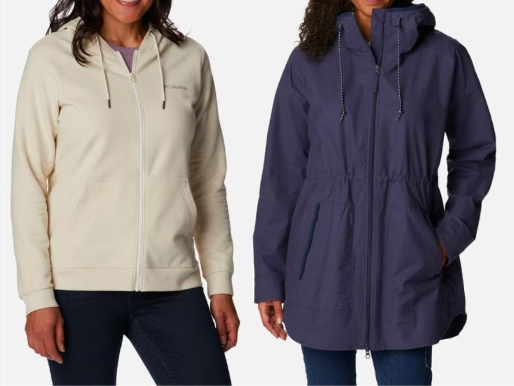 2 women wearing Columbia jackets
