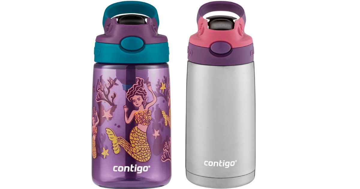 Contigo AUTOSPOUT Kids Water Bottle with mermaid graphic