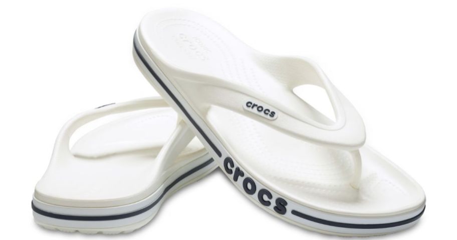 A pair of white Crocs