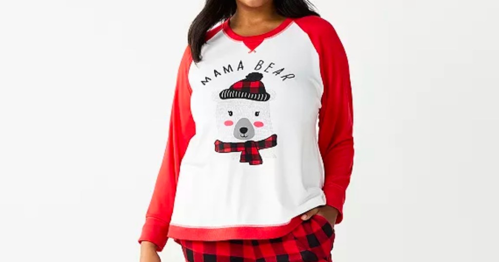 Cuddl Duds Plus Size Beary Cool "Mama Bear" Pajama Set