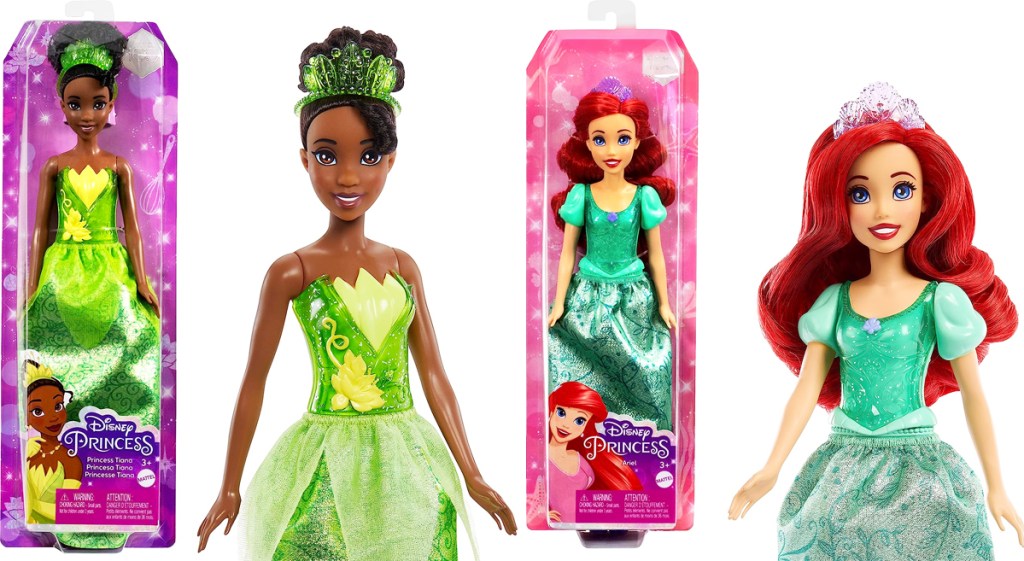 Tiana and Ariel disney princess dolls