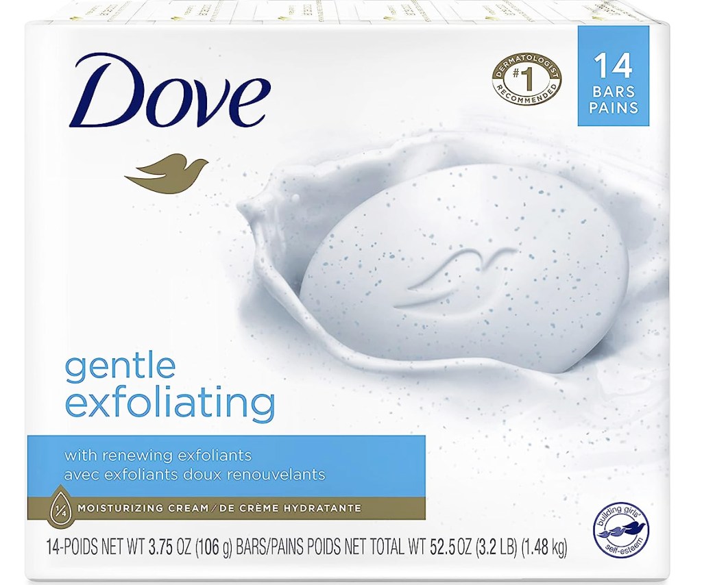 box of Dove Gentle Exfoliating Beauty Bars