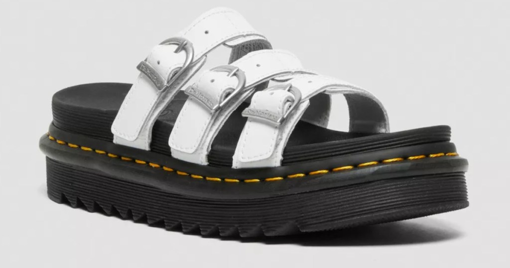 white 3 buckled leather sandals by Dr Martens