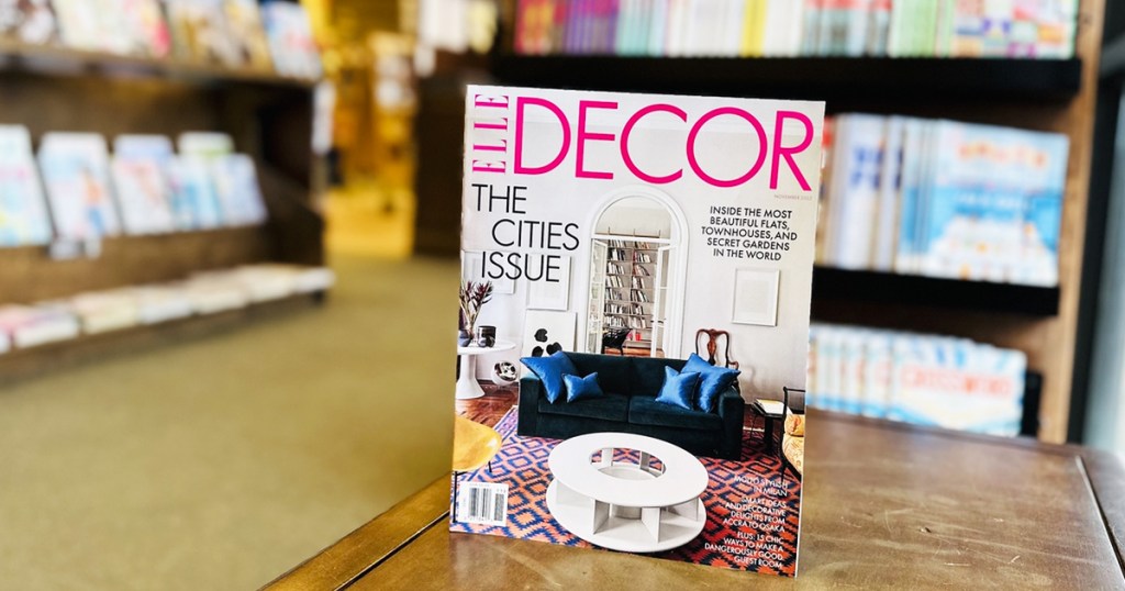 Elle Decor Magazine on a table in bookstore