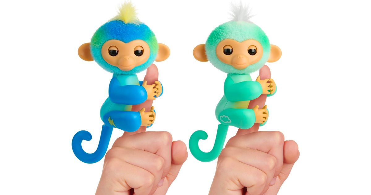 fingerlings leo- blue and ava- teal on people's index fingers