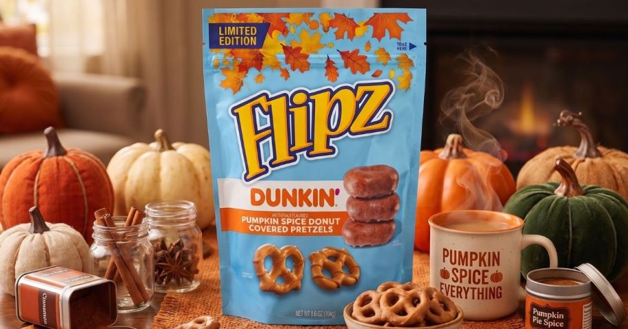 NEW Flipz x Dunkin’ Pumpkin Spice Donut Covered Pretzels