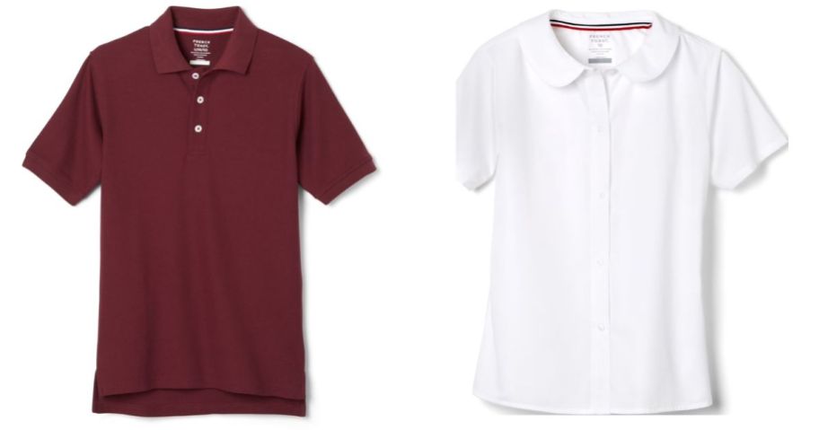 French toast kids uniform shirts in red and white