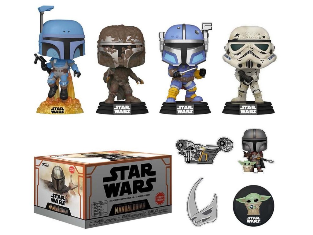 Funko Box Star Wars_The Mandalorian Mystery Box displayed with items outside of it