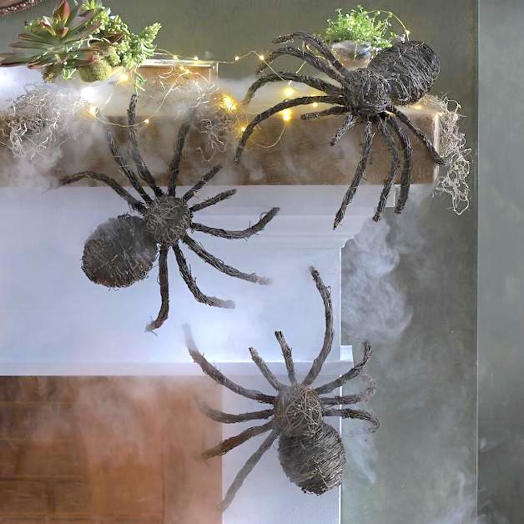 spiders on fireplace 