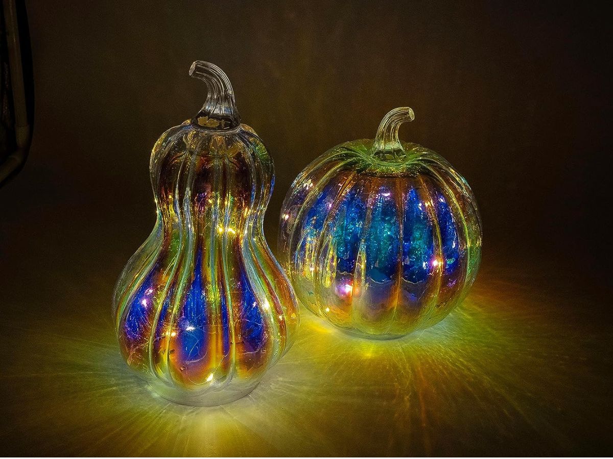 colorful Light up glass gourd and Pumpkin